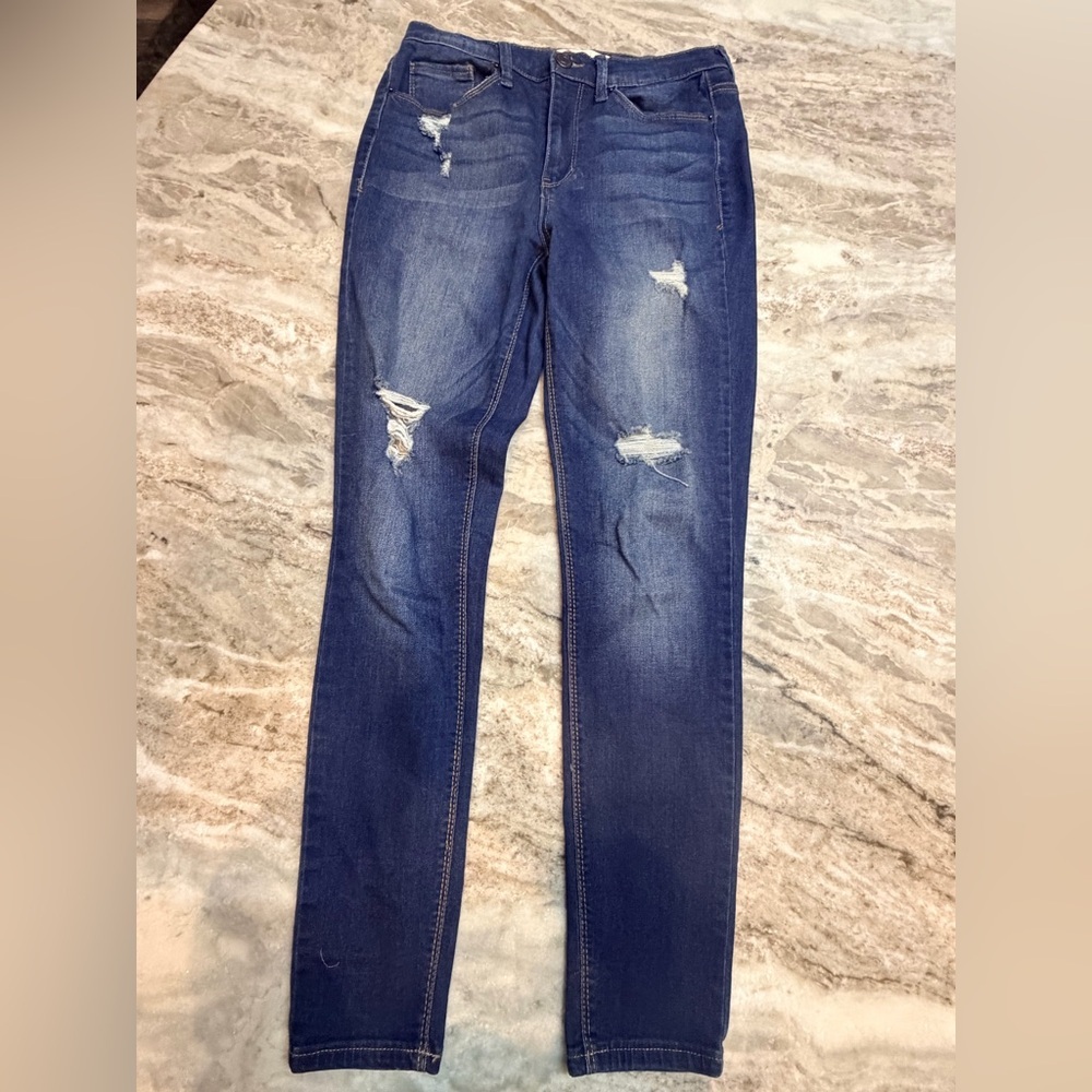 Mudd High Rise Distressed Jeans Size 26 Skinny Legging Stretch Denim
